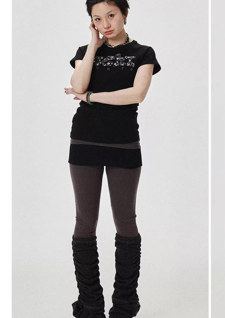 Achihara 2025 New Black & Gray Summer Short Sleeve T-Shirt