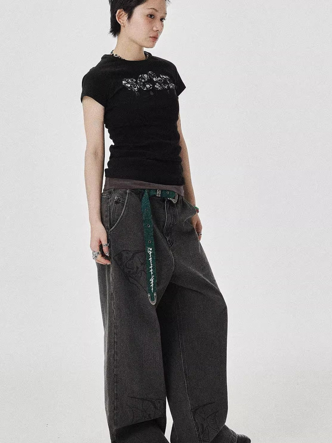 Achihara 2025 New Black & Gray Summer Short Sleeve T-Shirt
