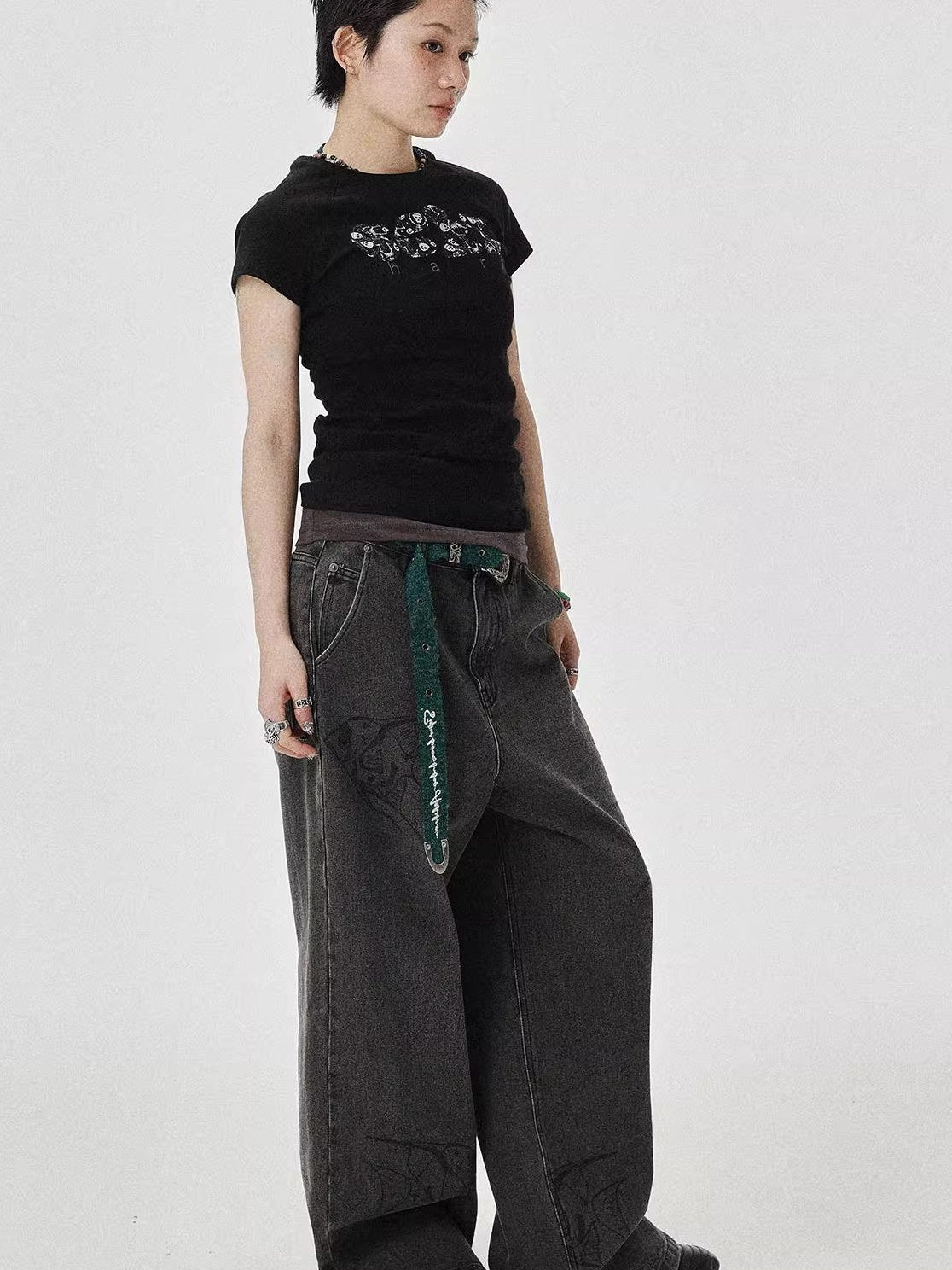 Achihara 2025 New Black & Gray Summer Short Sleeve T-Shirt