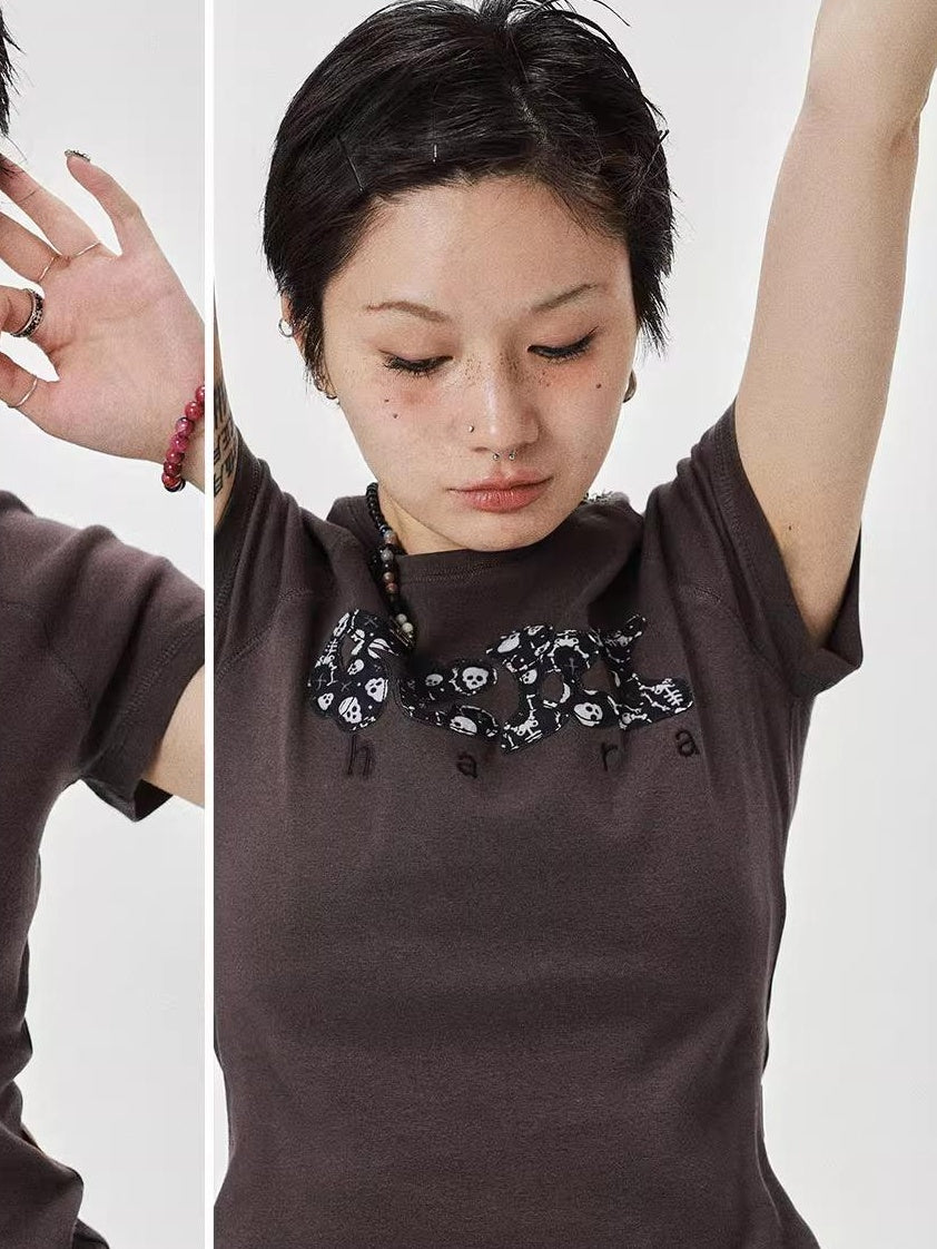 Achihara 2025 New Black & Gray Summer Short Sleeve T-Shirt
