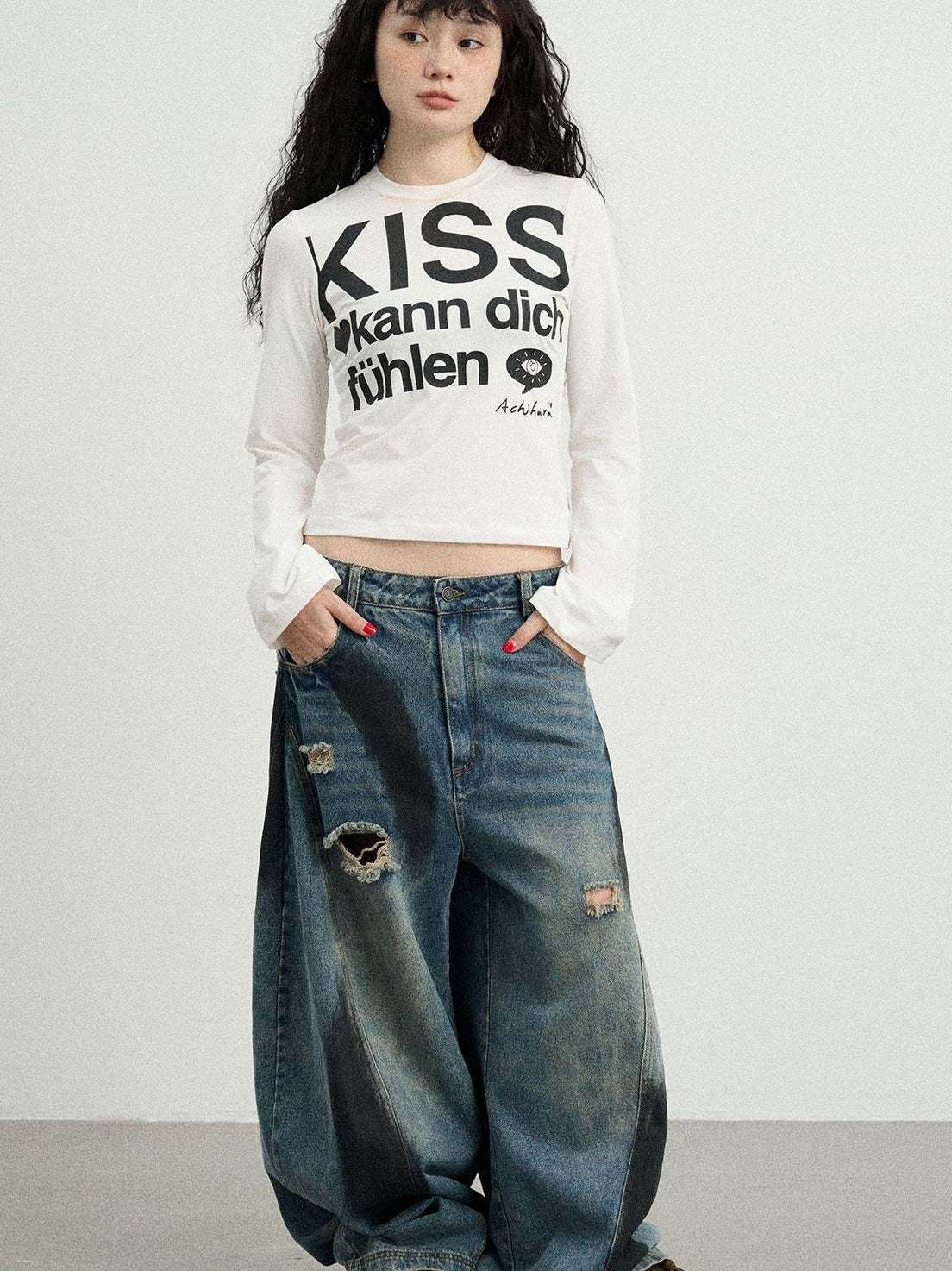 Achihara 2025 New Sleeveless Crop Top Women T-Shirt