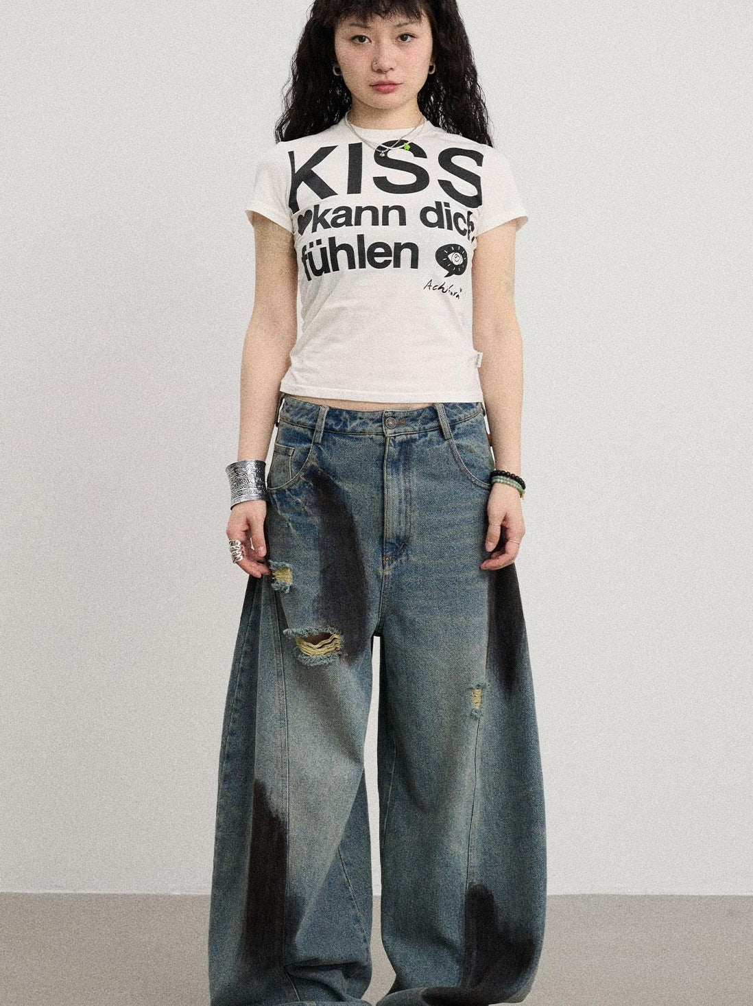 Achihara 2025 New Sleeveless Crop Top Women T-Shirt