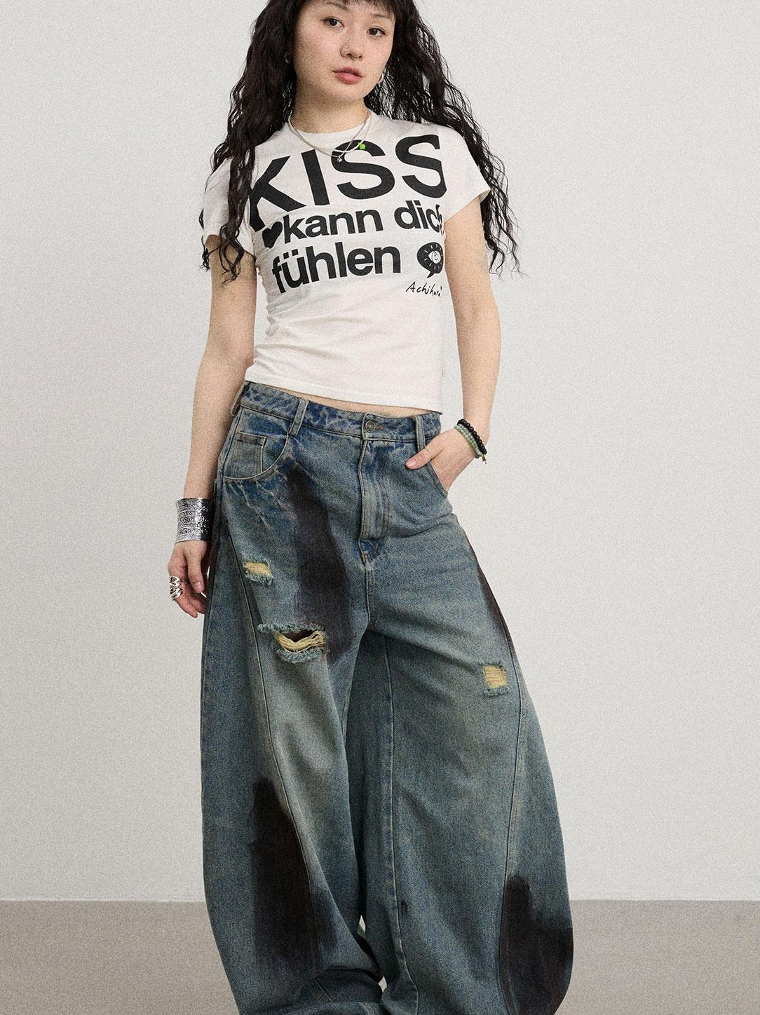 Achihara 2025 New Sleeveless Crop Top Women T-Shirt