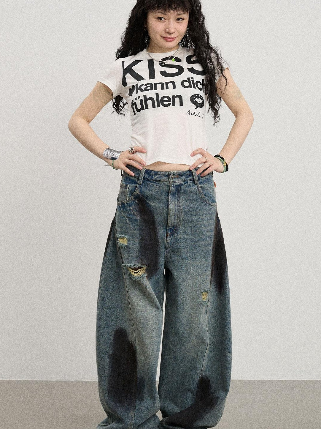 Achihara 2025 New Sleeveless Crop Top Women T-Shirt