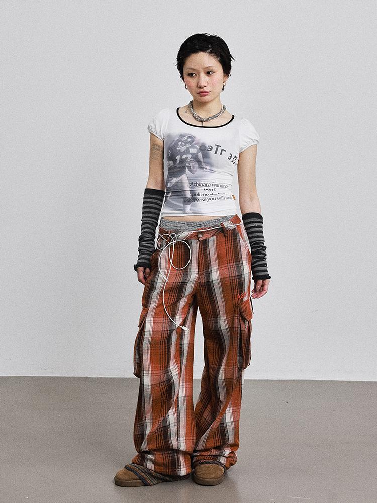 Achihara 2025 Rugby Print Short Sleeve Cropped T-Shirt