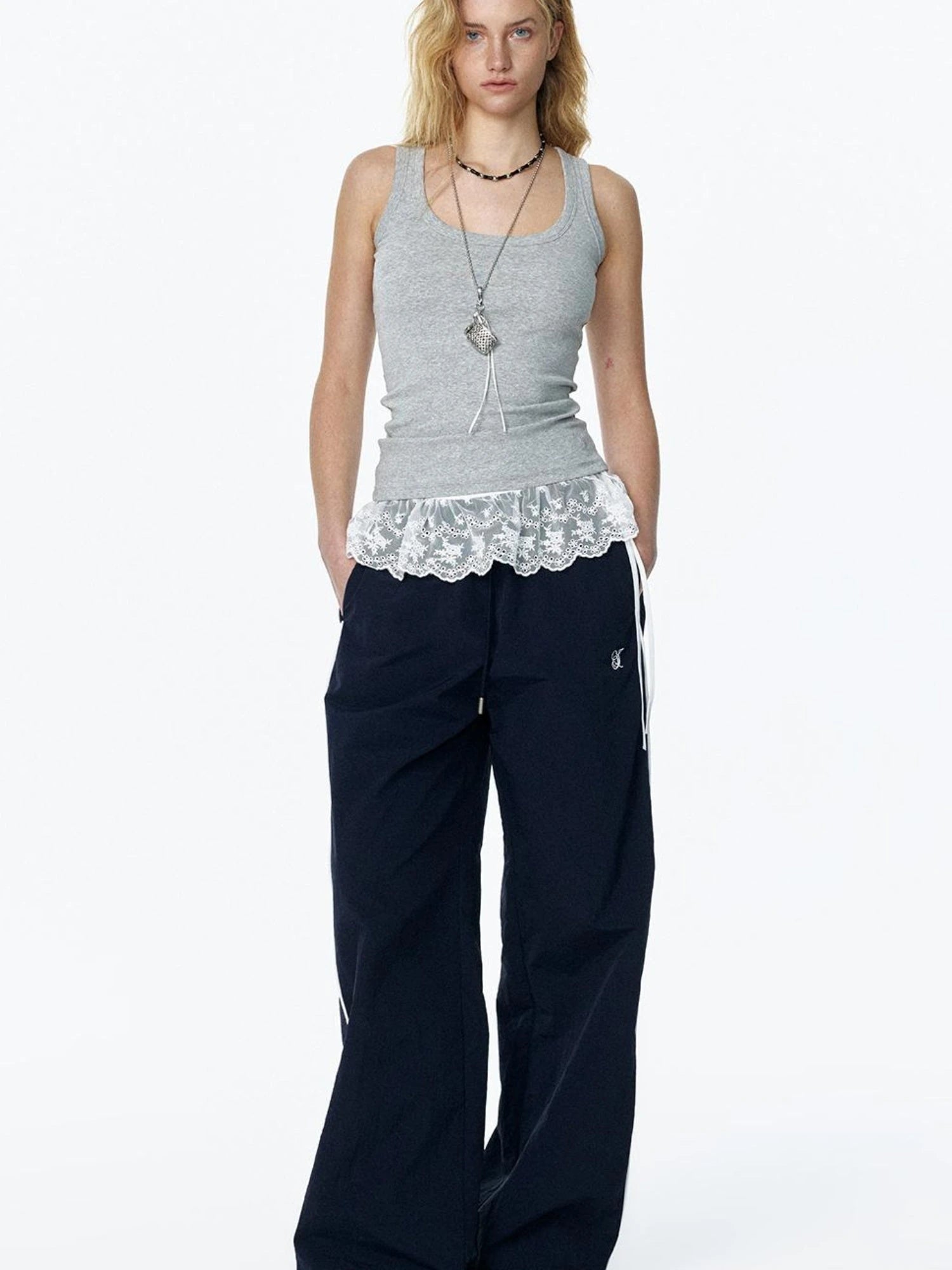 2025 Ss Loose Flared Parachute Pants In Contrast Colors Pants