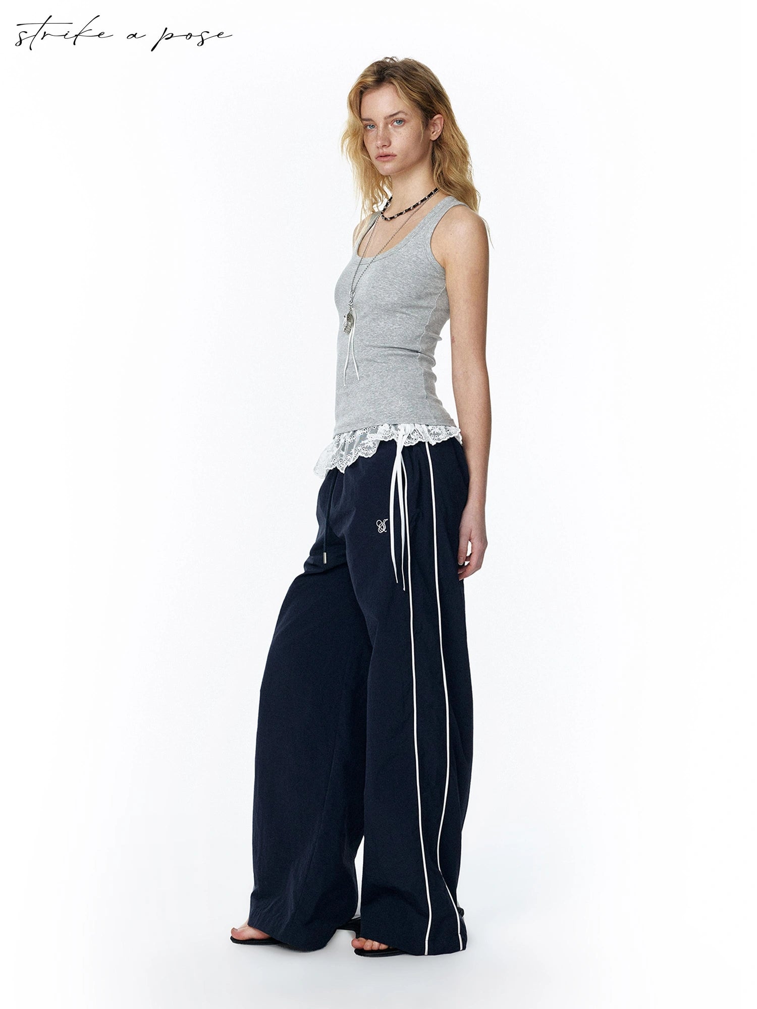 2025 Ss Loose Flared Parachute Pants In Contrast Colors Pants