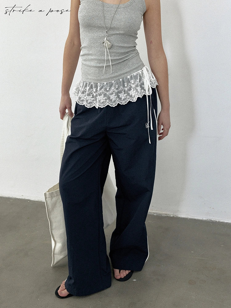 2025 Ss Loose Flared Parachute Pants In Contrast Colors Pants