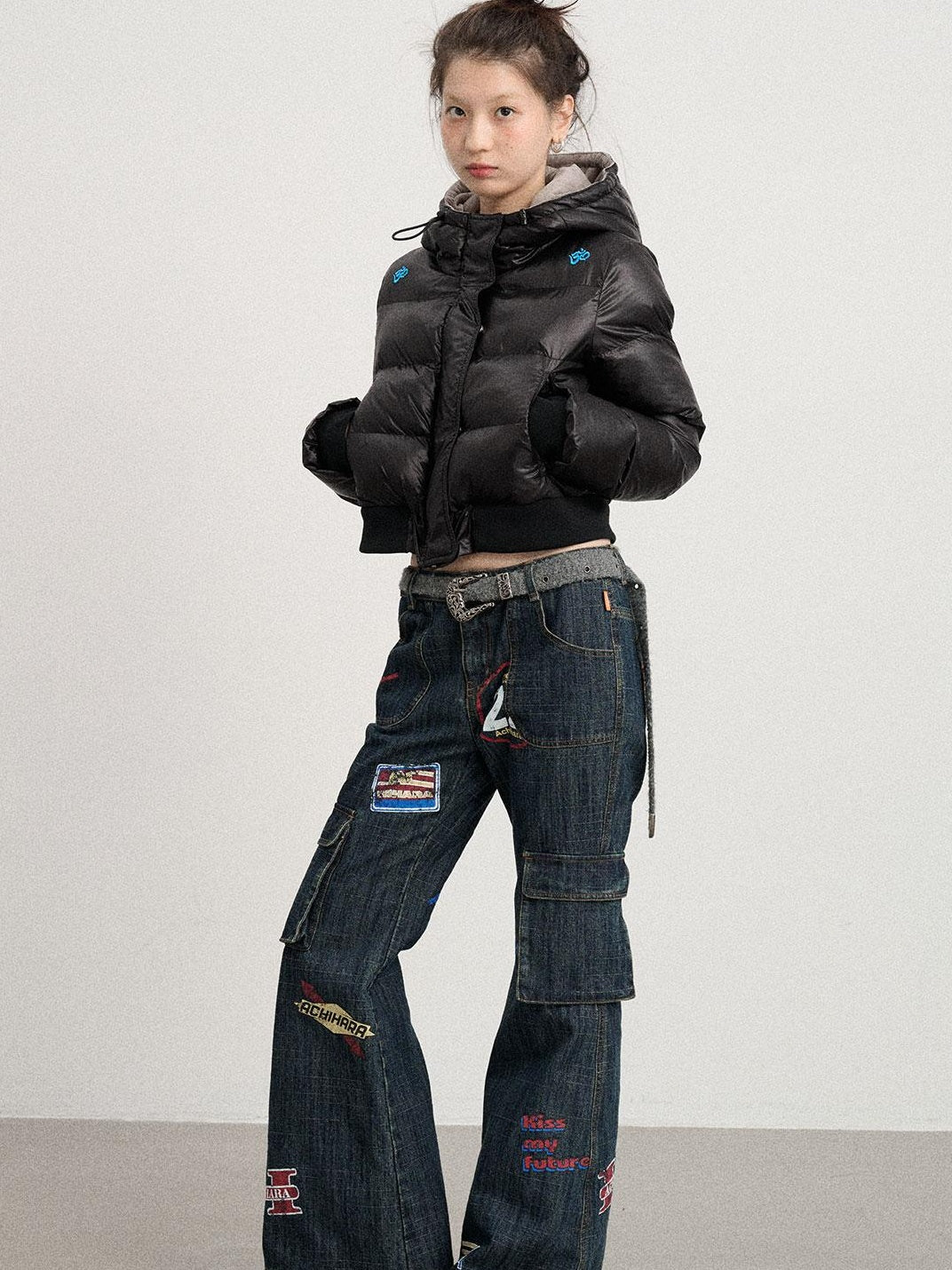 Achihara 2025 Short Black Winter Jacket Om Puffer Coat Women