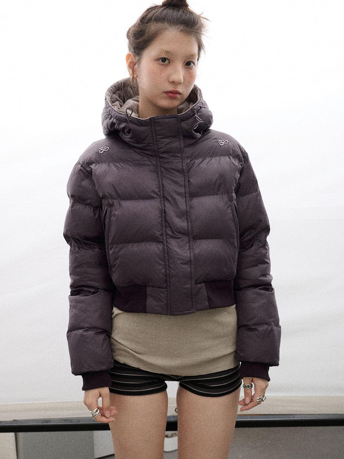 Achihara 2025 Short Black Winter Jacket Om Puffer Coat Women