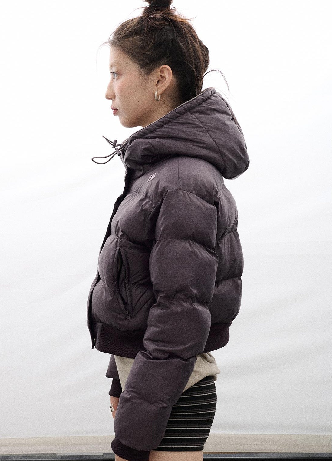 Achihara 2025 Short Black Winter Jacket Om Puffer Coat Women