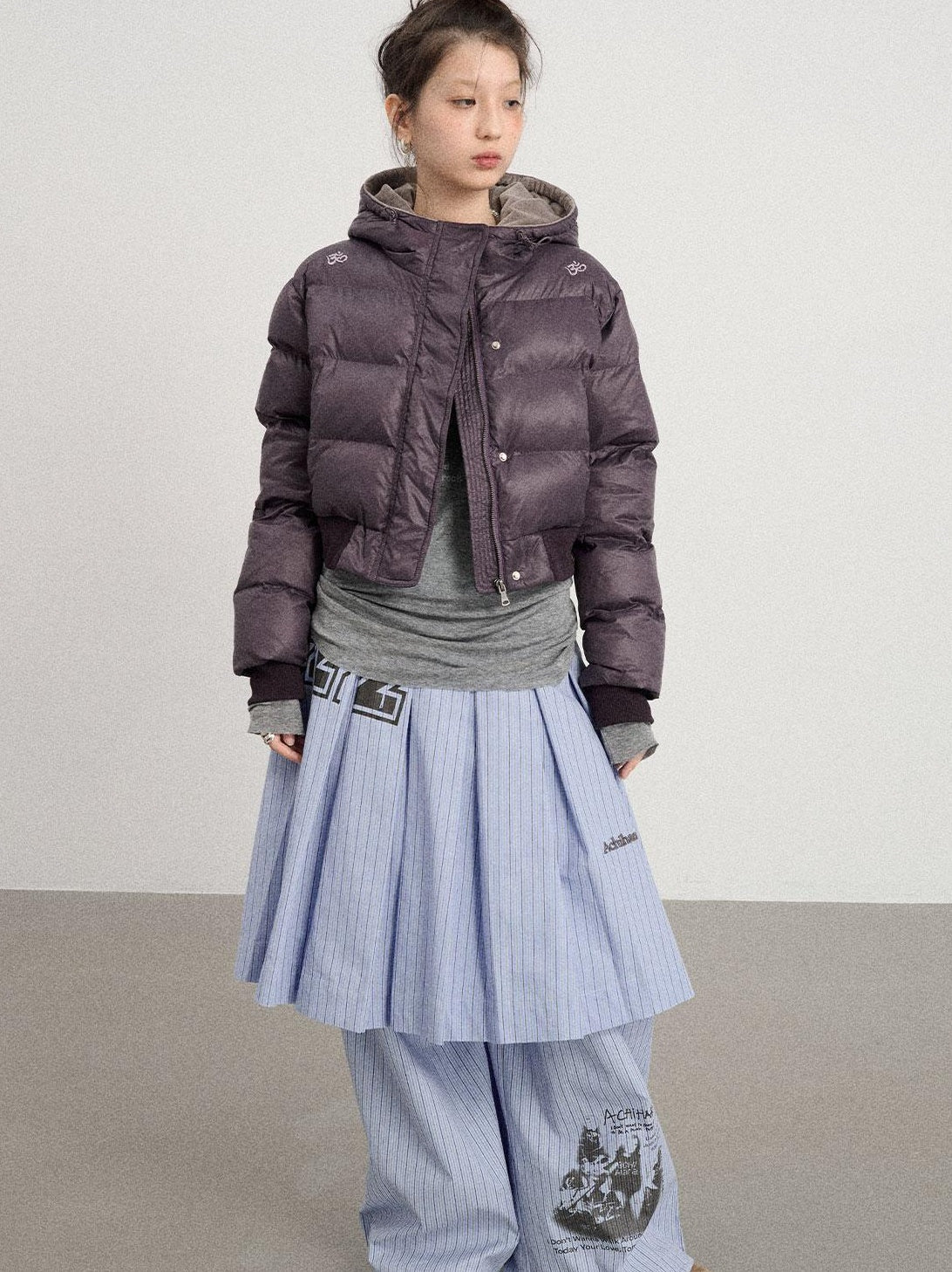 Achihara 2025 Short Black Winter Jacket Om Puffer Coat Women