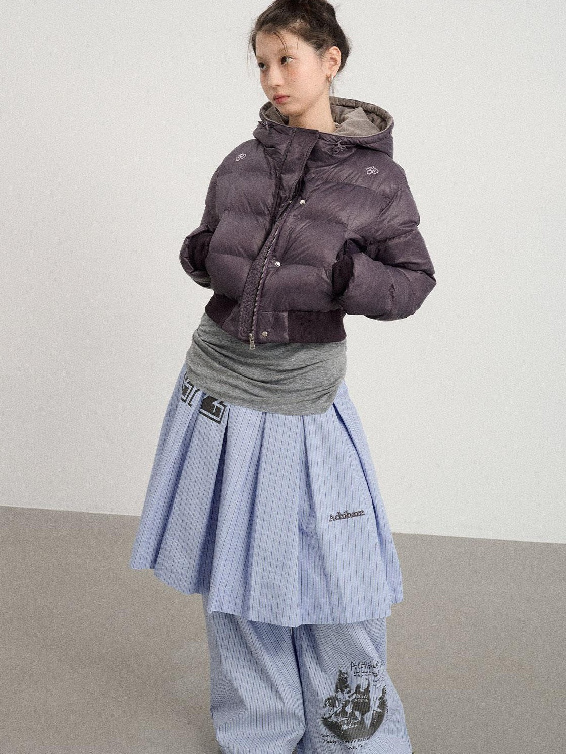 Achihara 2025 Short Black Winter Jacket Om Puffer Coat Women