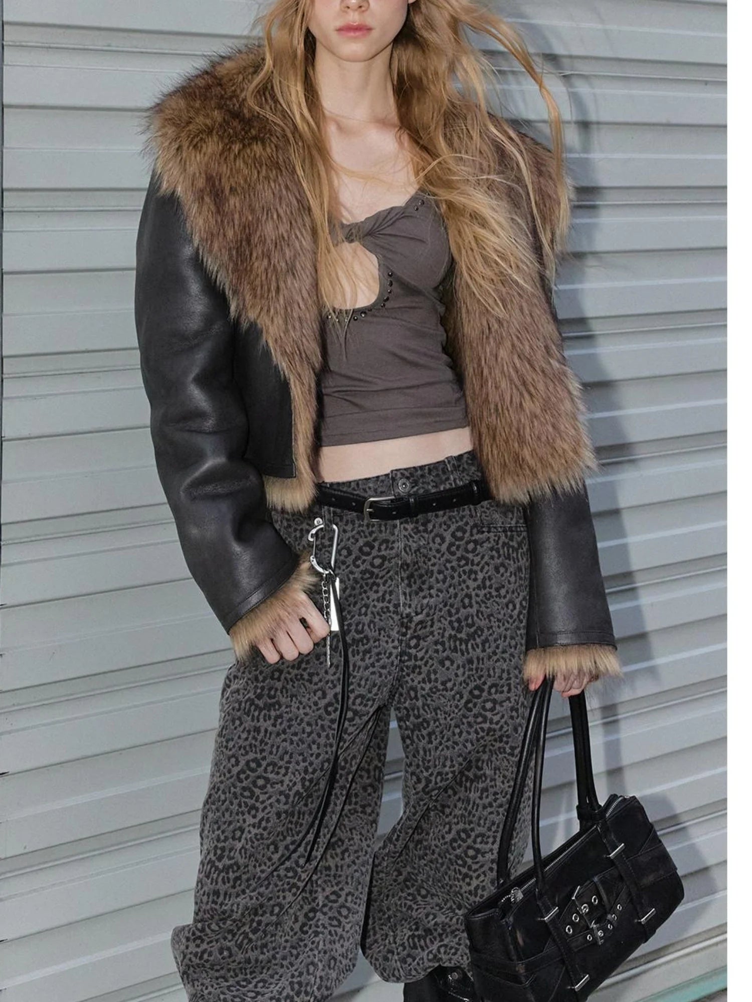 2025 Spring Summer Flared Jeans Women Casual Leopard Print Pants