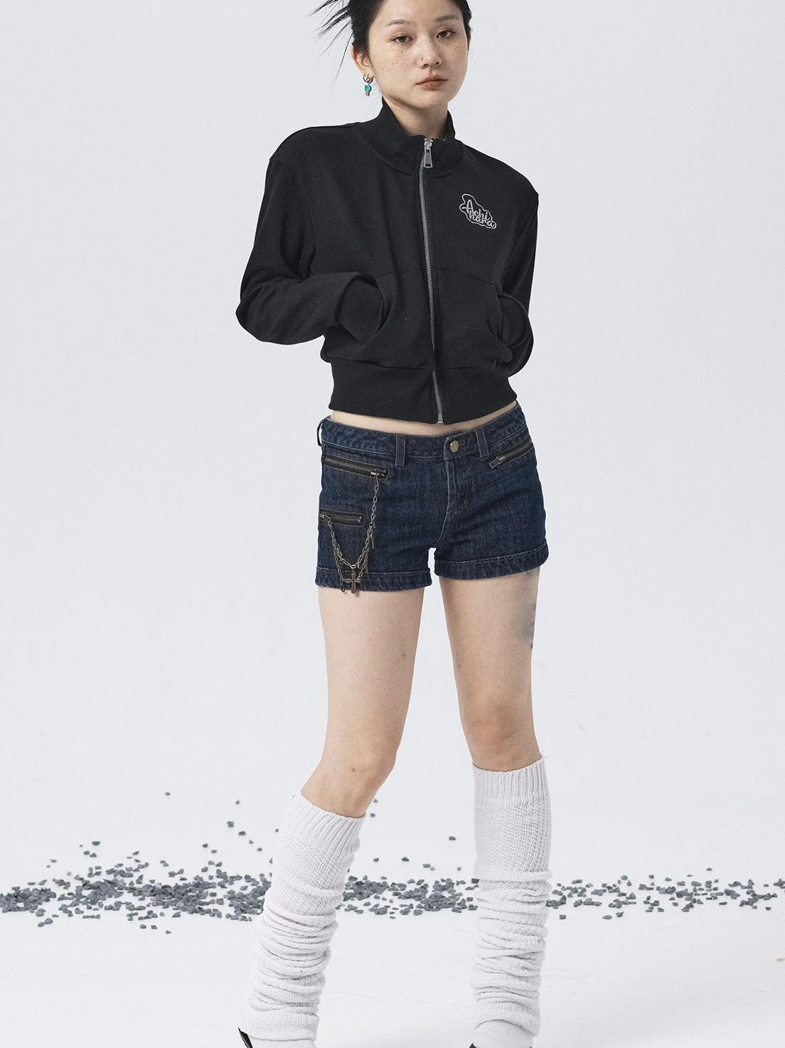 Achihara 2025 Spring Summer Hoodie With Silver Embroidery Women&