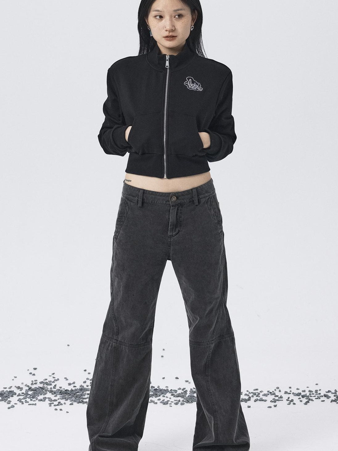 Achihara 2025 Spring Summer Hoodie With Silver Embroidery Women&