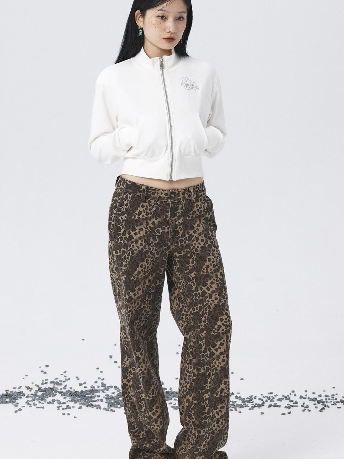 Achihara 2025 Spring Summer Hoodie With Silver Embroidery Women&