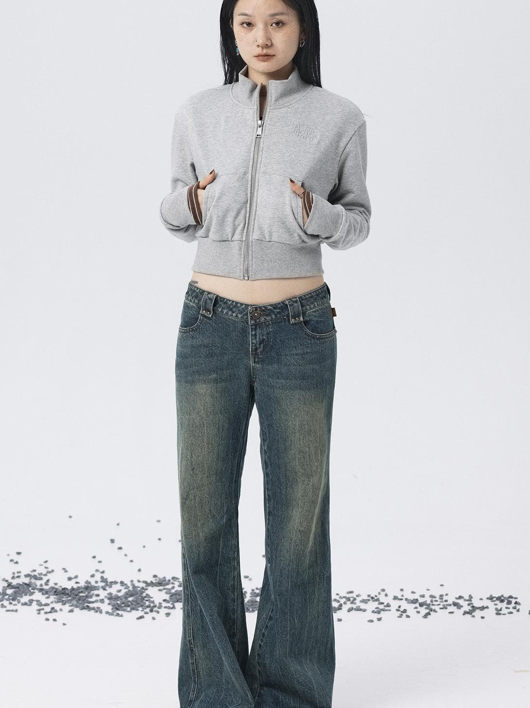 Achihara 2025 Spring Summer Hoodie With Silver Embroidery Women&