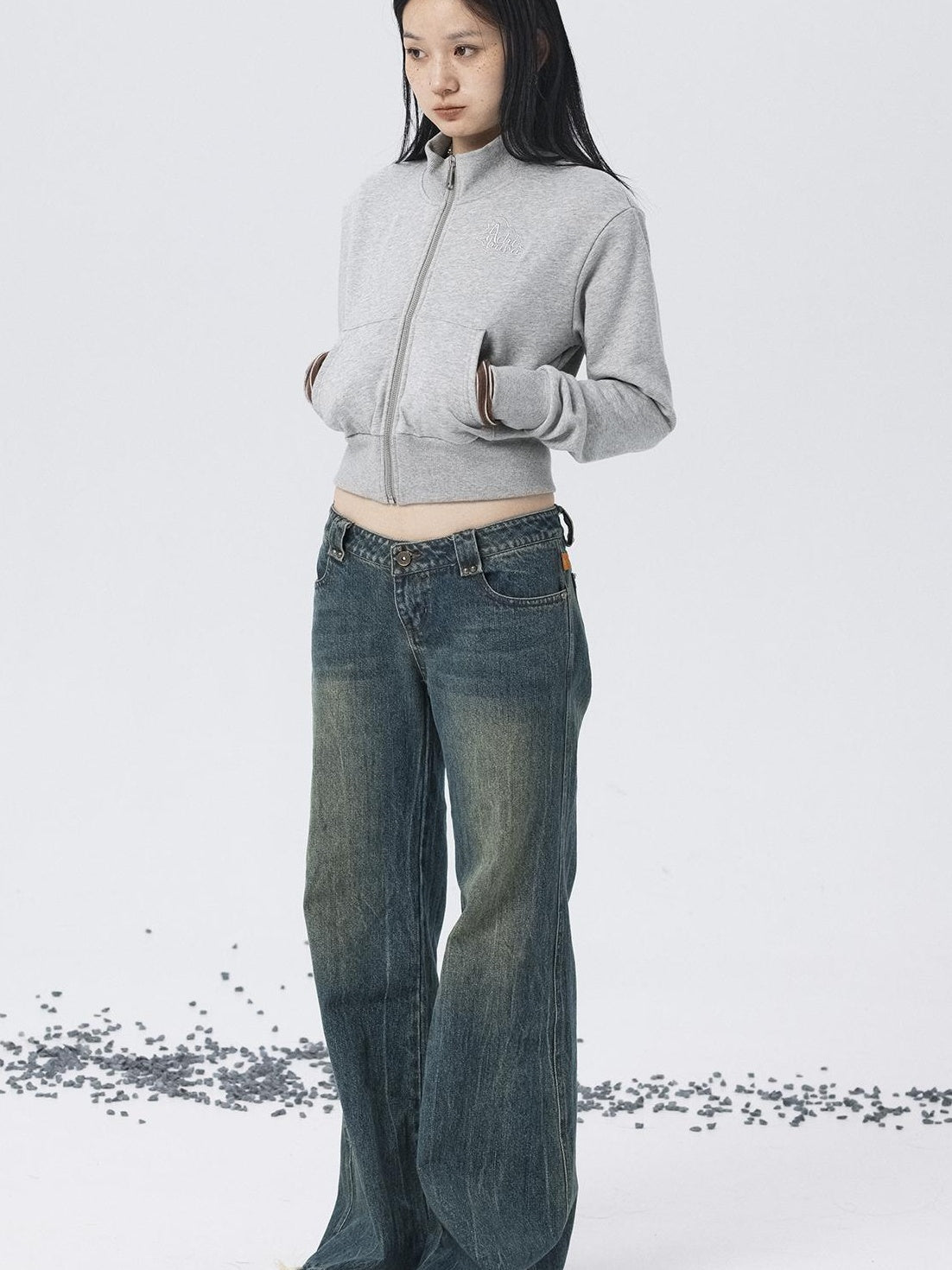 Achihara 2025 Spring Summer Hoodie With Silver Embroidery Women&