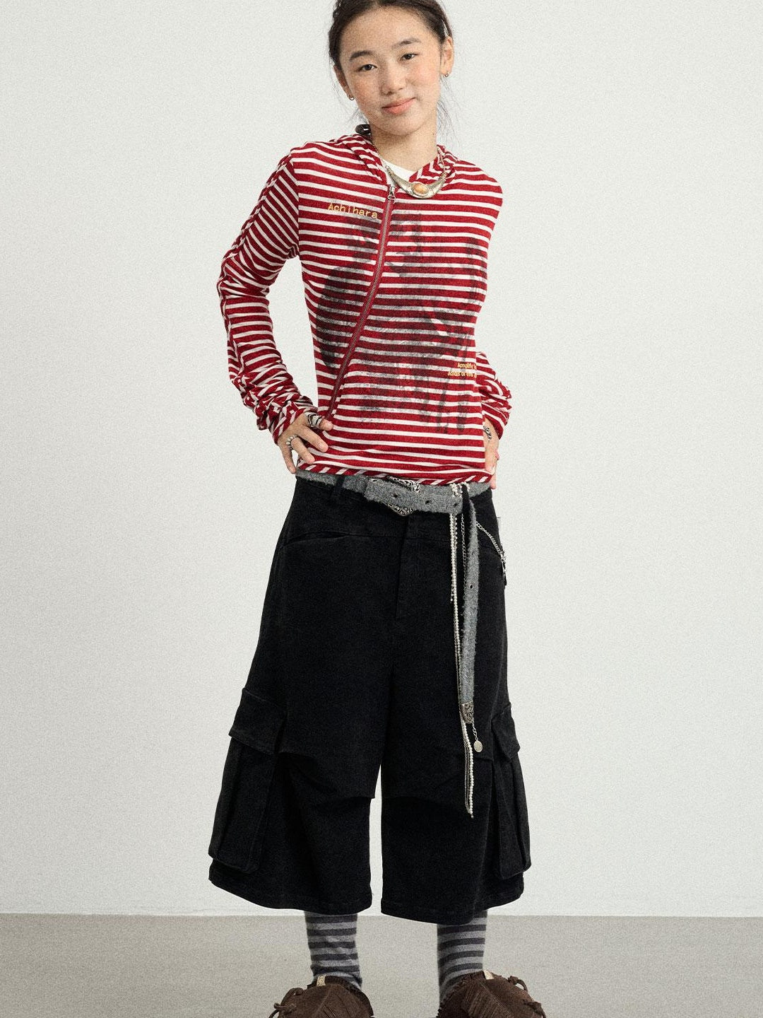 Achihara 2025 Striped Bandage Jacket Women&