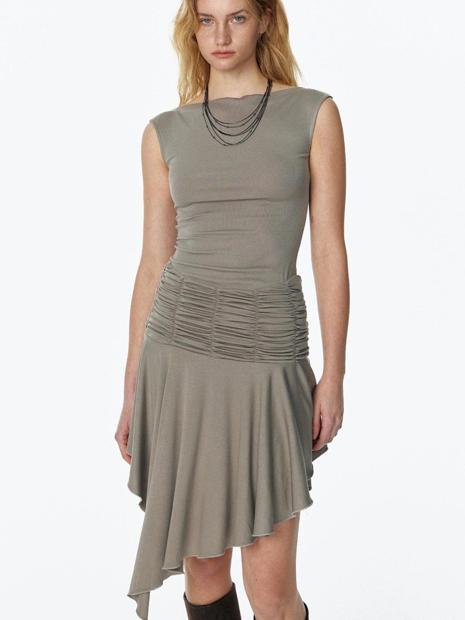 2025 Summer Cool Asymmetrical Ruffle Midi Dress