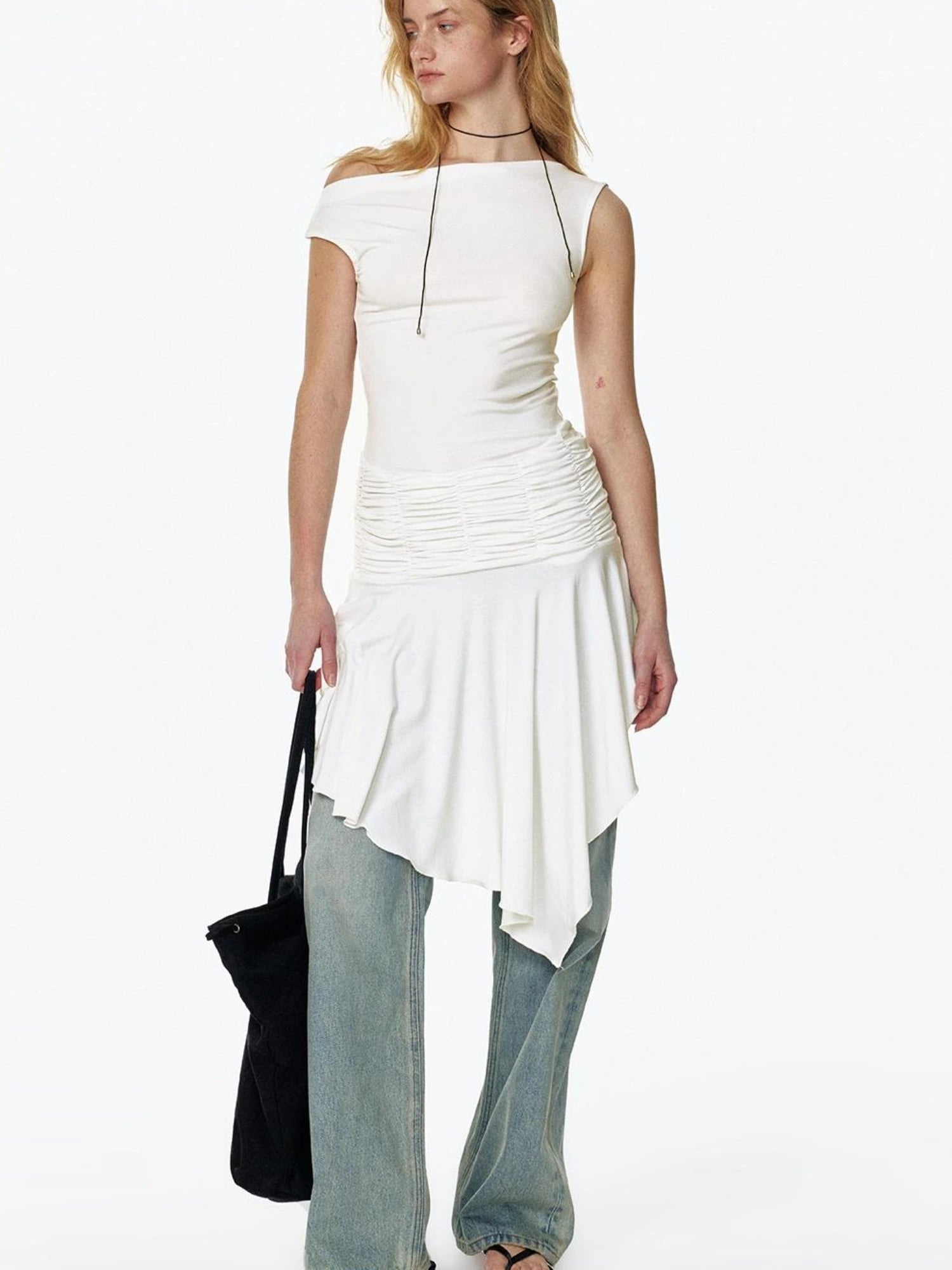 2025 Summer Cool Asymmetrical Ruffle Midi Dress