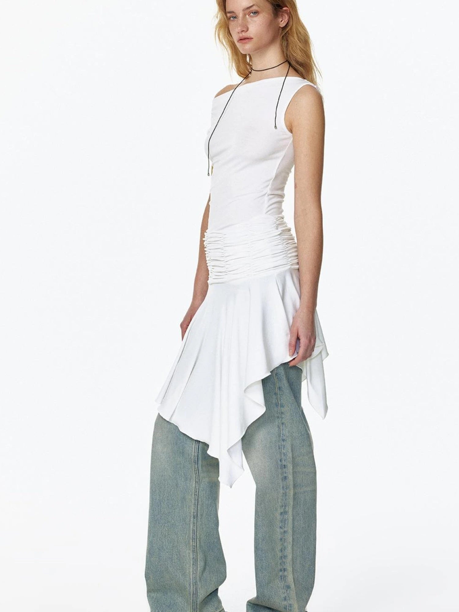 2025 Summer Cool Asymmetrical Ruffle Midi Dress