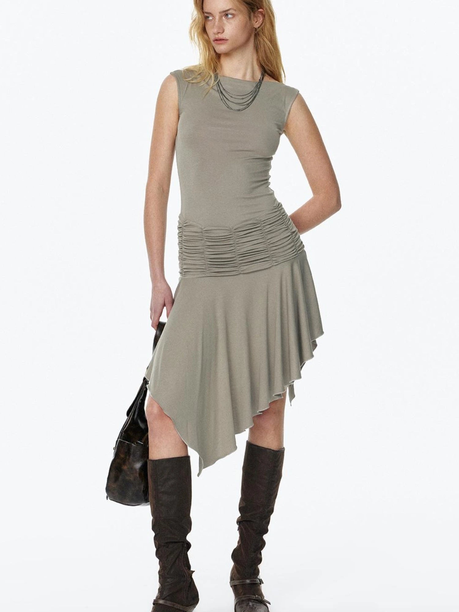 2025 Summer Cool Asymmetrical Ruffle Midi Dress