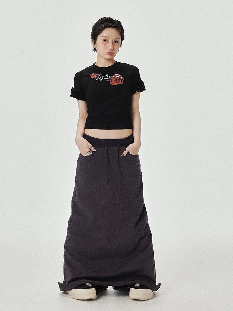 Achihara 2025 Summer Spring Short Sleeve Crop Top T-Shirt