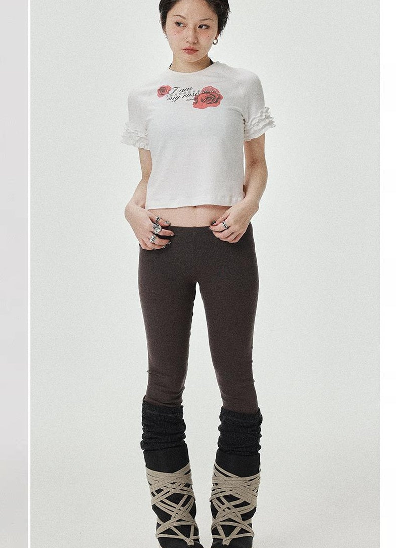 Achihara 2025 Summer Spring Short Sleeve Crop Top T-Shirt