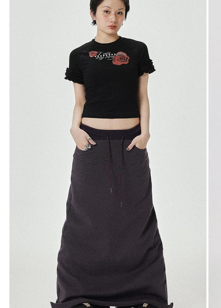 Achihara 2025 Summer Spring Short Sleeve Crop Top T-Shirt