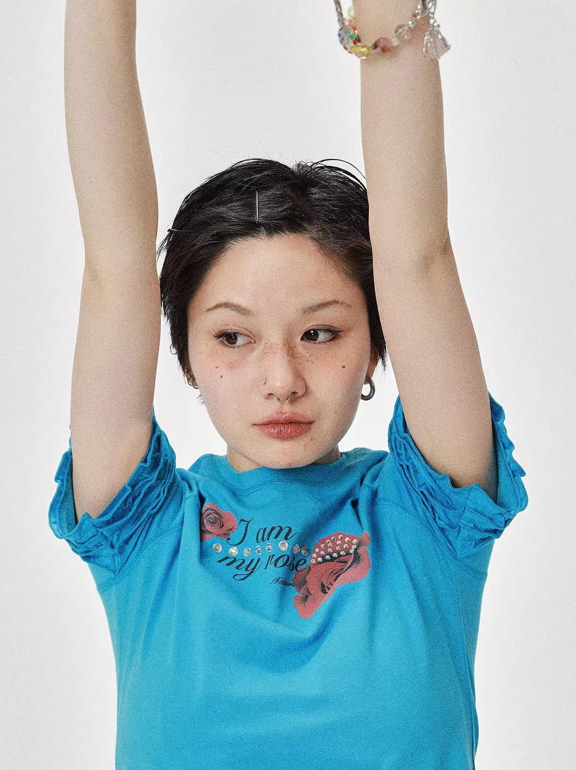 Achihara 2025 Summer Spring Short Sleeve Crop Top T-Shirt