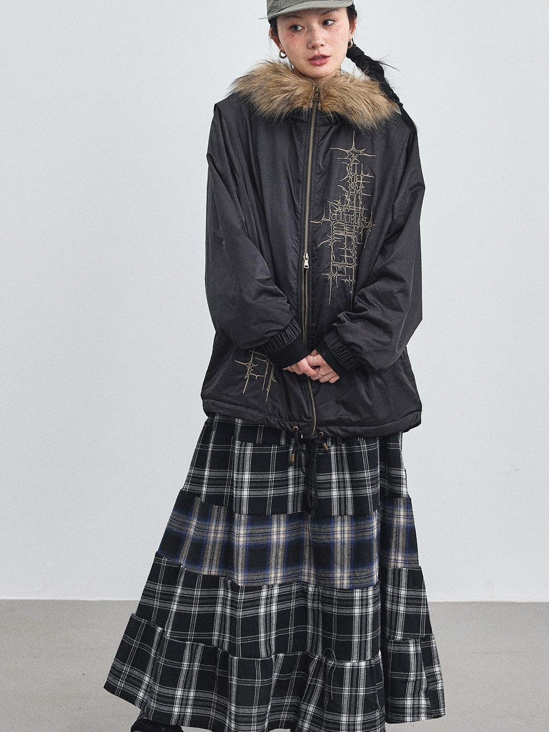 Achihara 2025 Winter Jacket With Fur Collar Windbreaker Coat