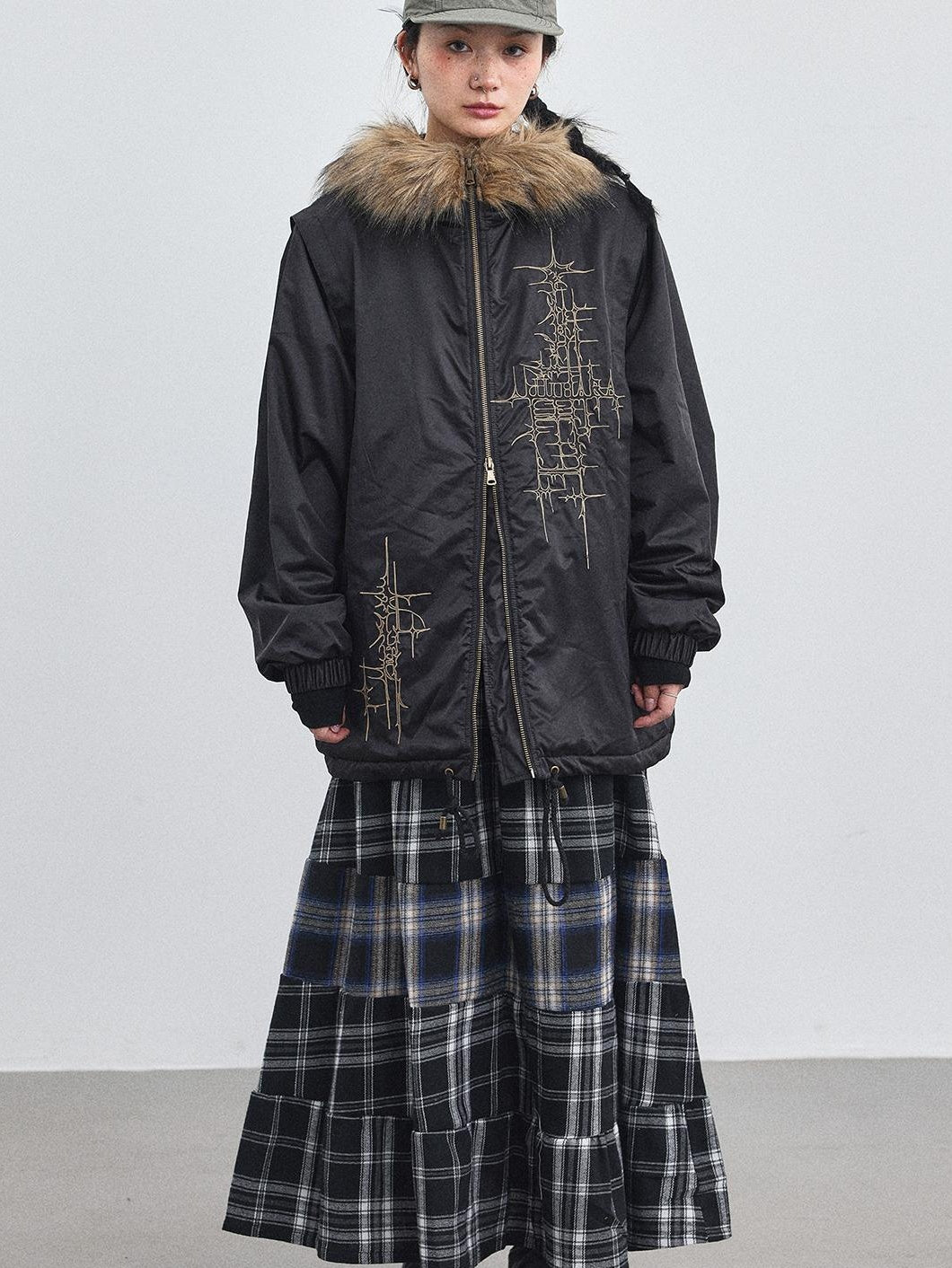 Achihara 2025 Winter Jacket With Fur Collar Windbreaker Coat