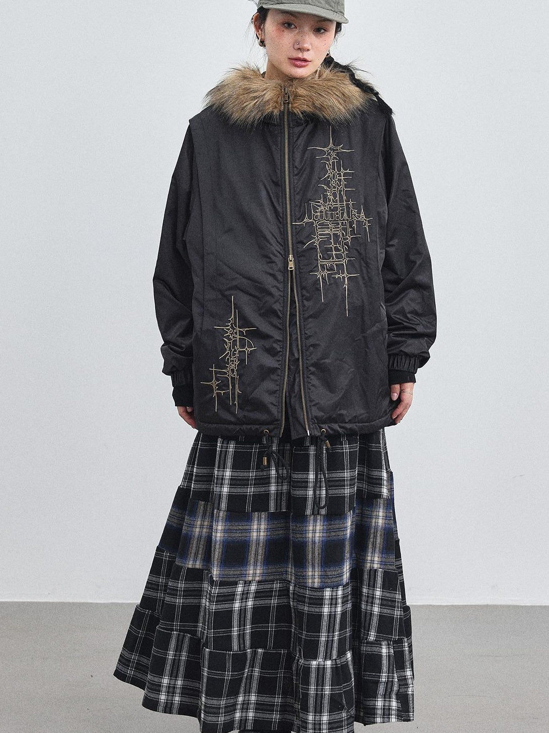 Achihara 2025 Winter Jacket With Fur Collar Windbreaker Coat