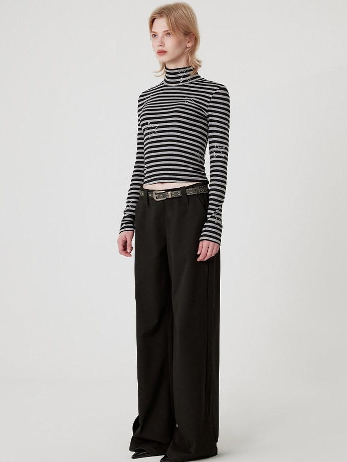 RUN TO THE FUTURE Original Pocketed Low Rise Zip Fly Stretch Black Women Straight Pants