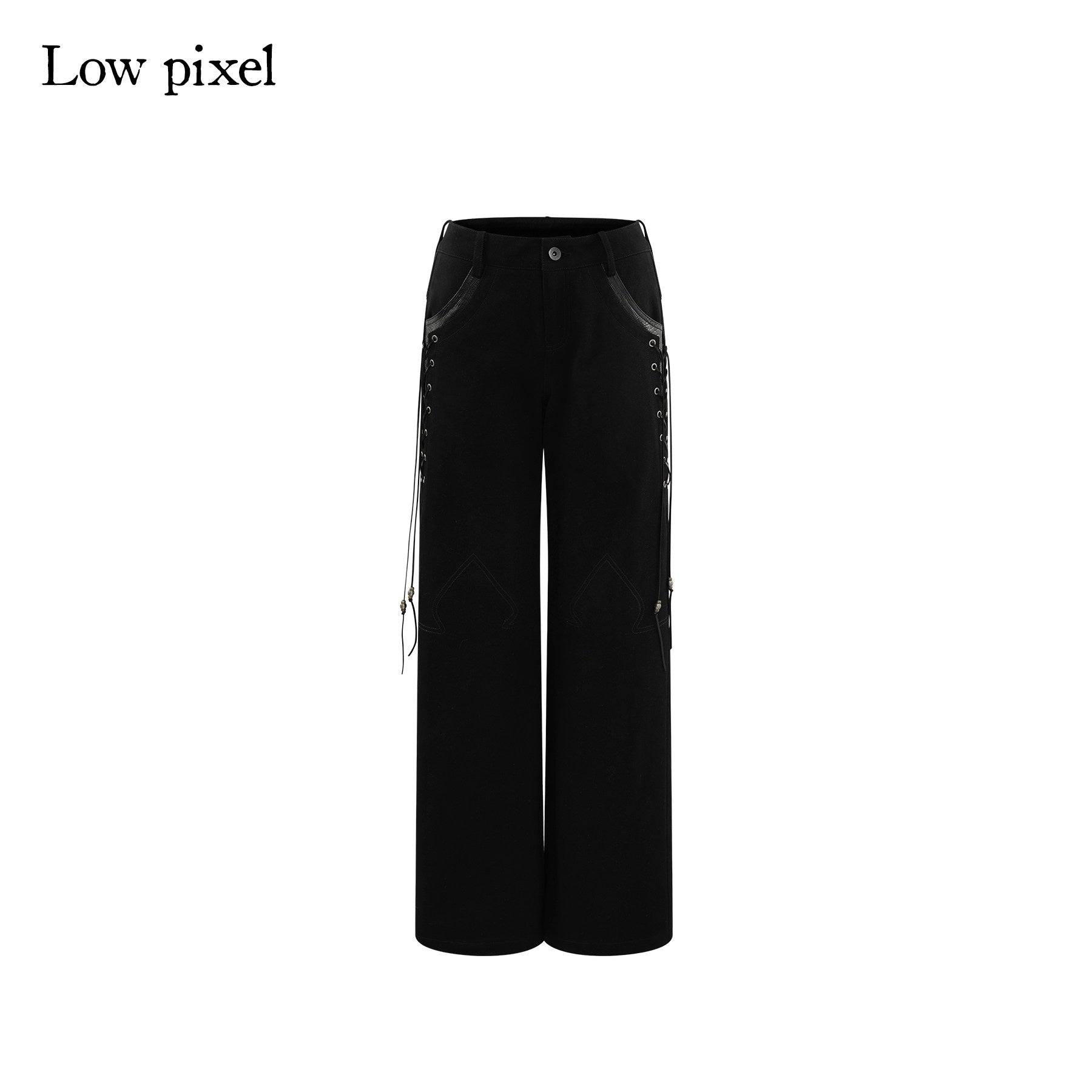 Low_pixel_Pure_Cotton_Low_Rise_Wide_Leg_Zipper_Casual_Womens_Black_Straight_Pants_MISSTT