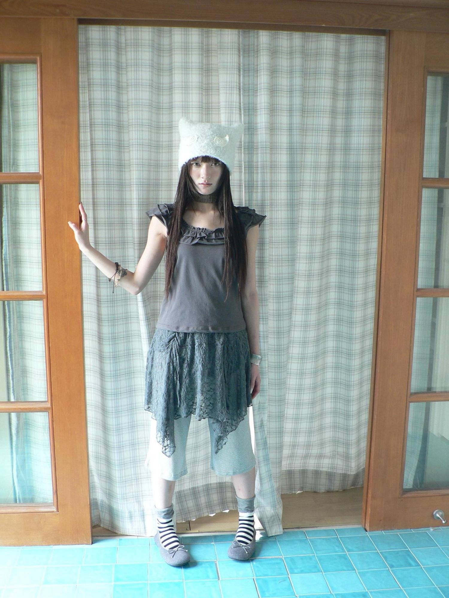 ang project Gray Patchwork Gathered Irregular Layered A Line Women&
