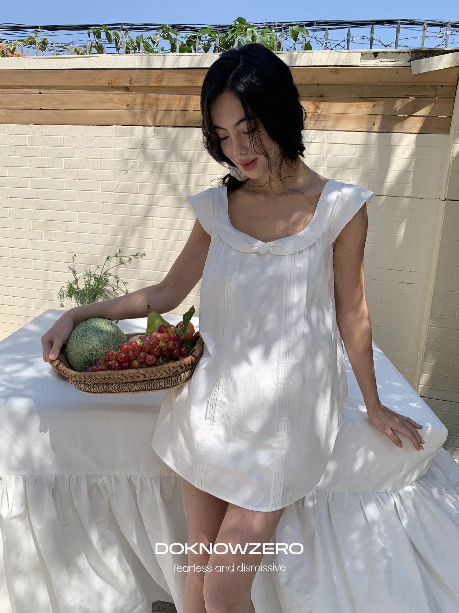 DKZ OFFICIAL White Doll Collar A Line Two Piece Women&