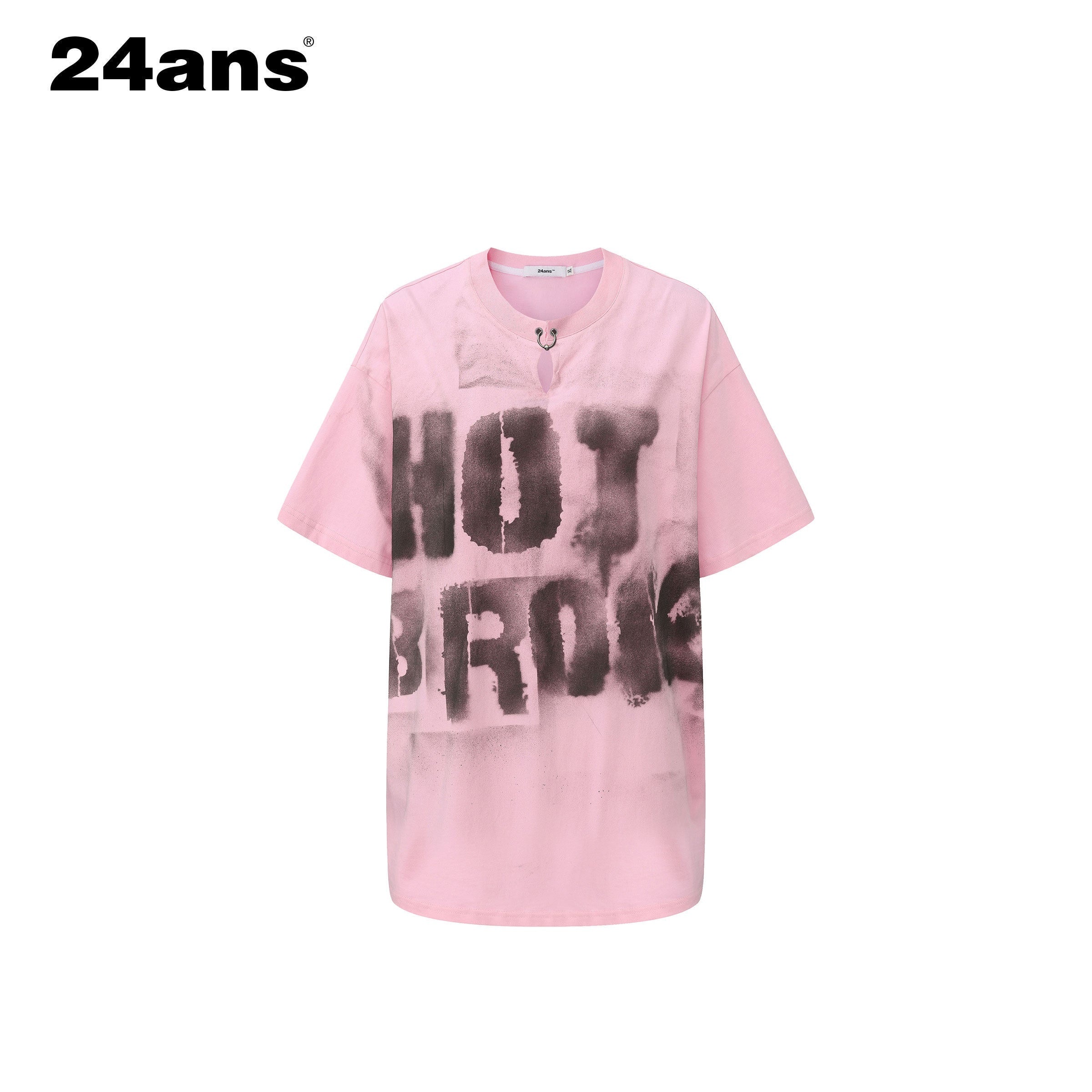 24ans 100% Cotton Loose Punk Drop Shoulder Unisex Letter Print Short Sleeve T-Shirts