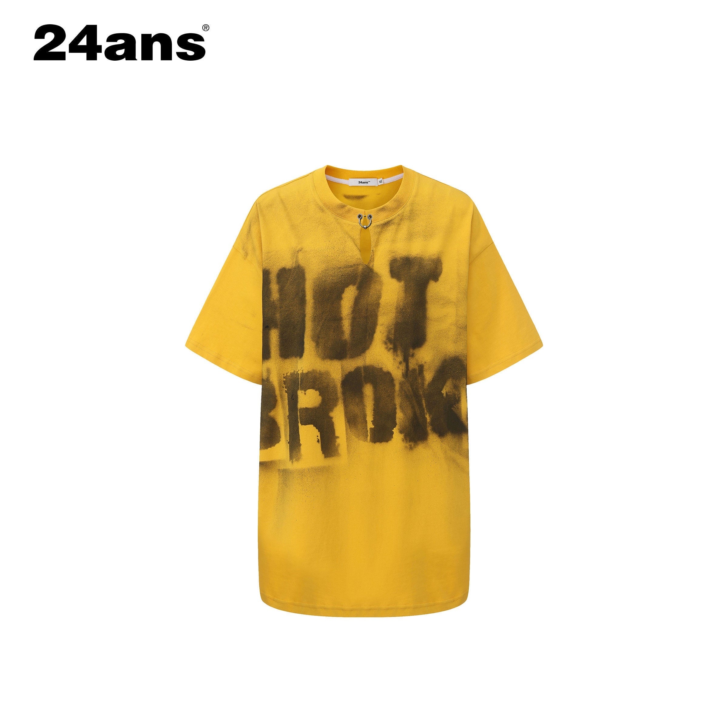 24ans 100% Cotton Loose Punk Drop Shoulder Unisex Letter Print Short Sleeve T-Shirts