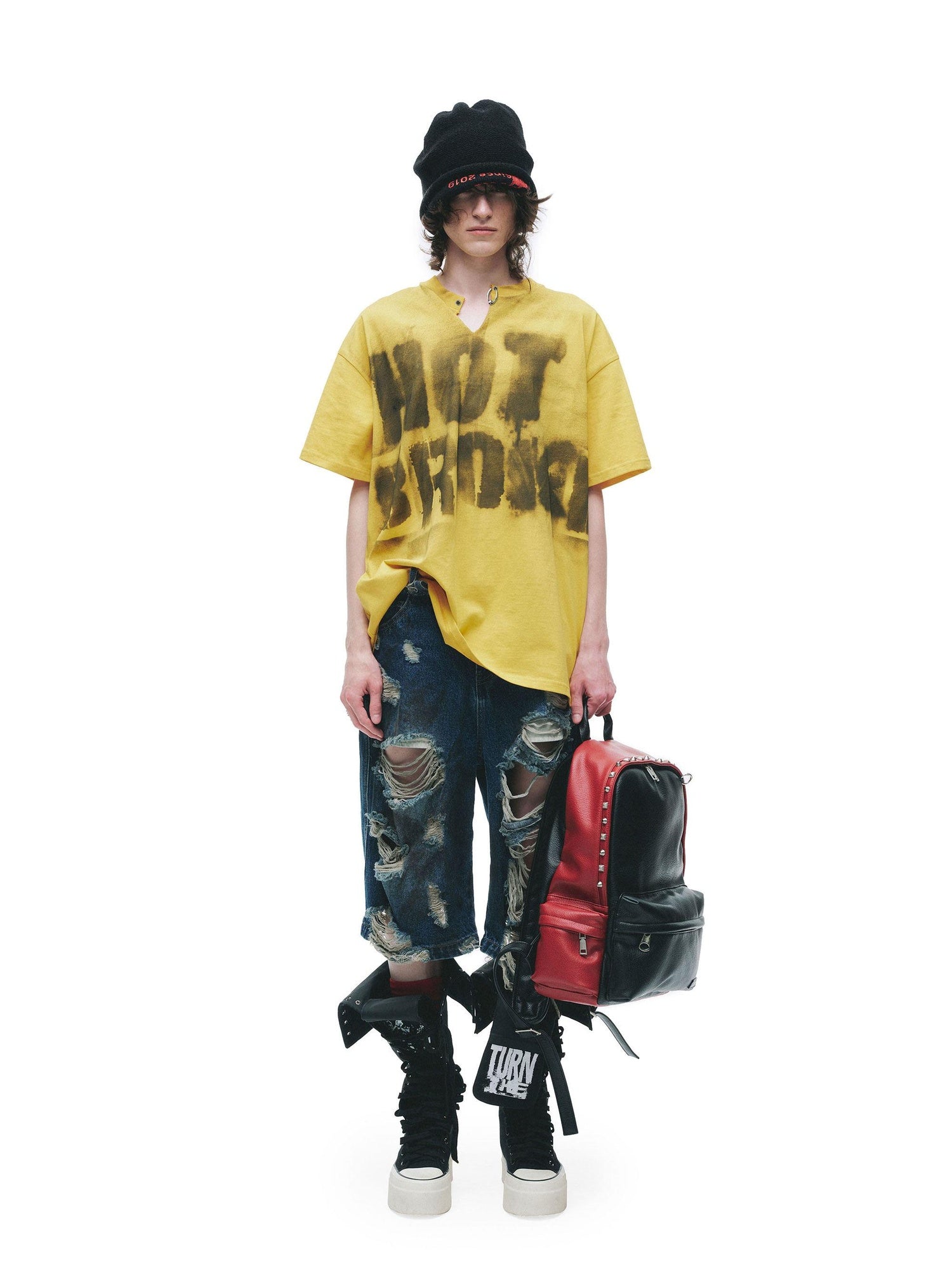 24ans 100% Cotton Loose Punk Drop Shoulder Unisex Letter Print Short Sleeve T-Shirts