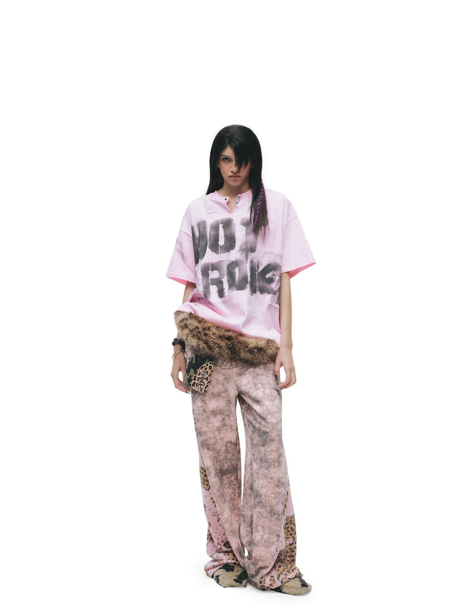 24ans 100% Cotton Loose Punk Drop Shoulder Unisex Letter Print Short Sleeve T-Shirts