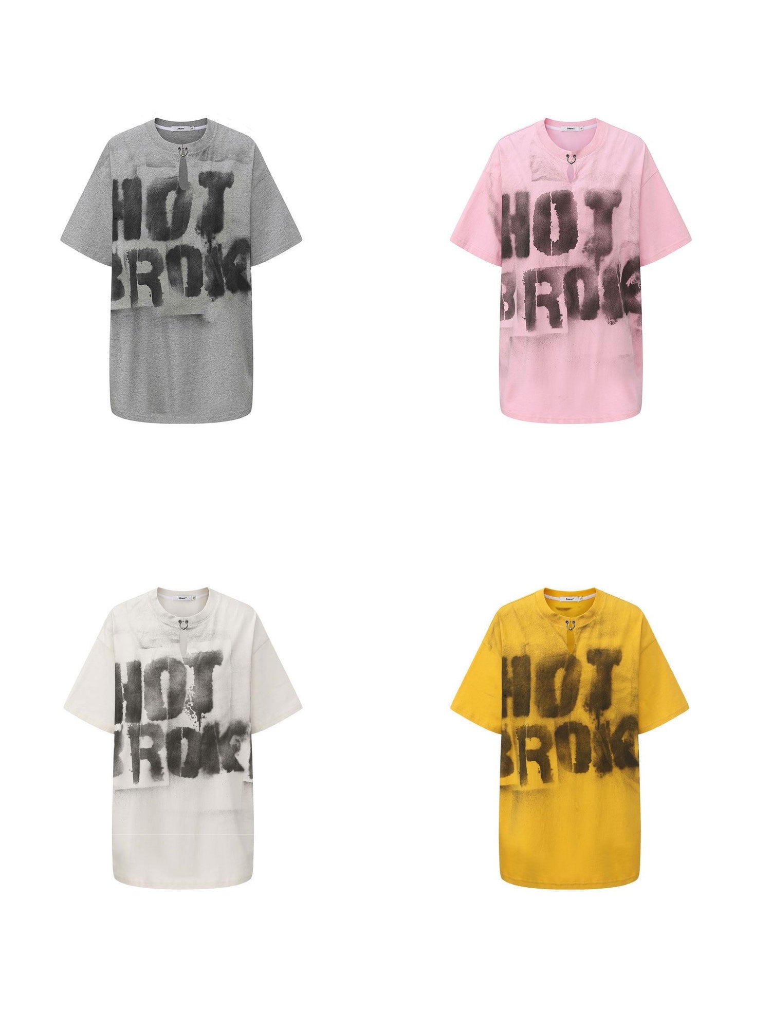 24ans 100% Cotton Loose Punk Drop Shoulder Unisex Letter Print Short Sleeve T-Shirts