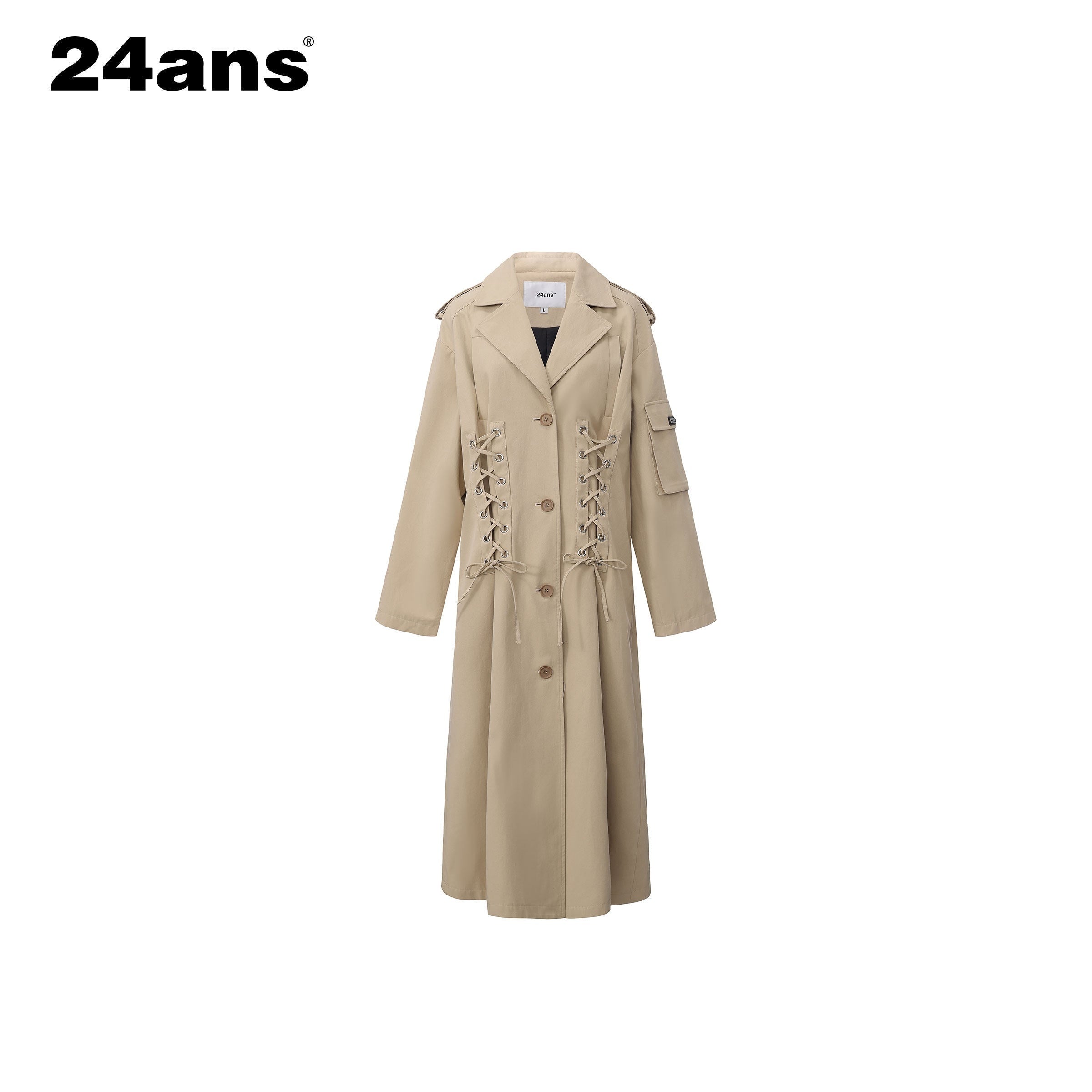 24ans_100%_Cotton_Single_Breasted_Long_Lapel_Unisex_Classic_Khaki_Black_Trench_Coats_MISSTT