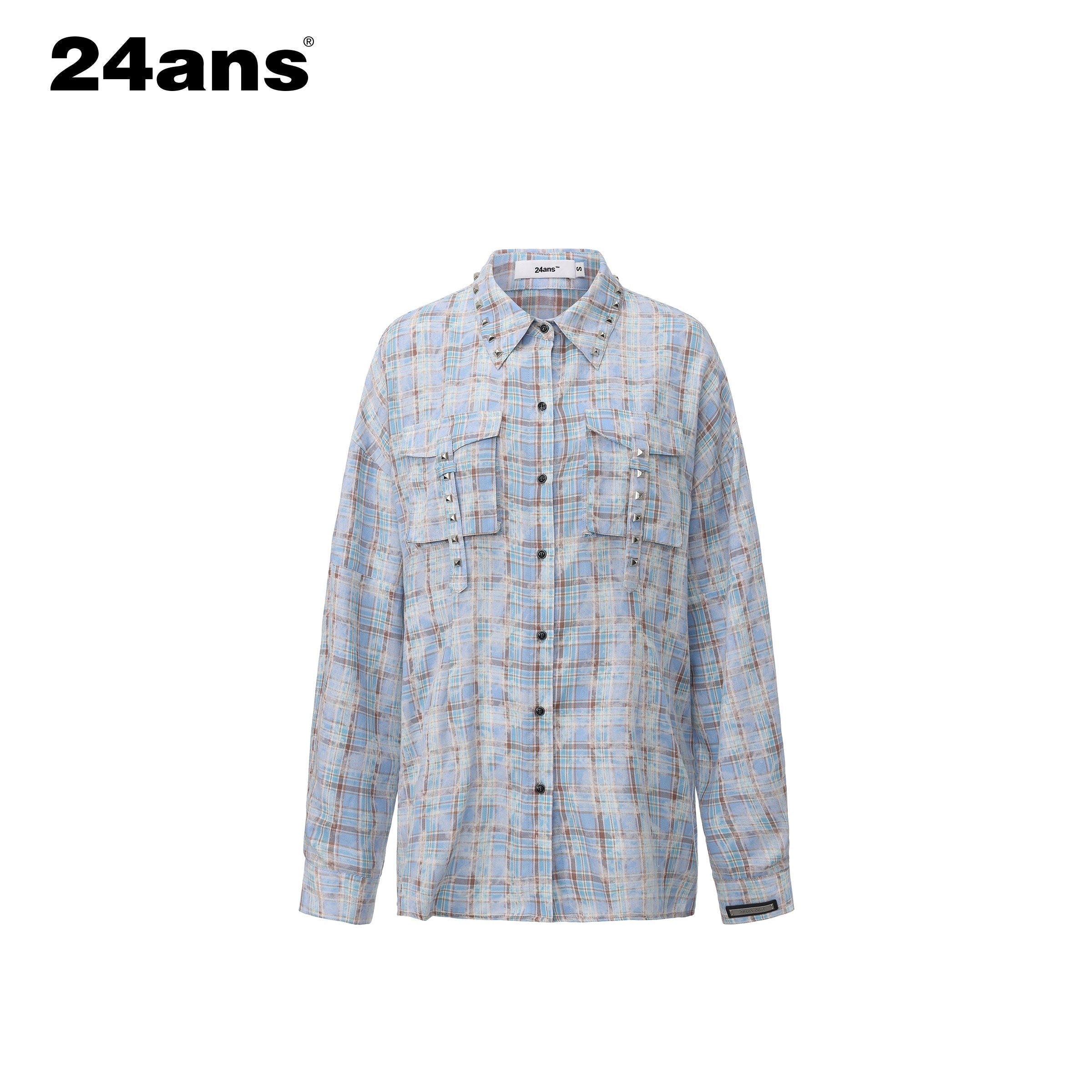 24ans_Anti_Wrinkle_Pure_Cotton_Loose_Punk_Plaid_Longline_Drop_Shoulder_Unisex_Shirts_MISSTT