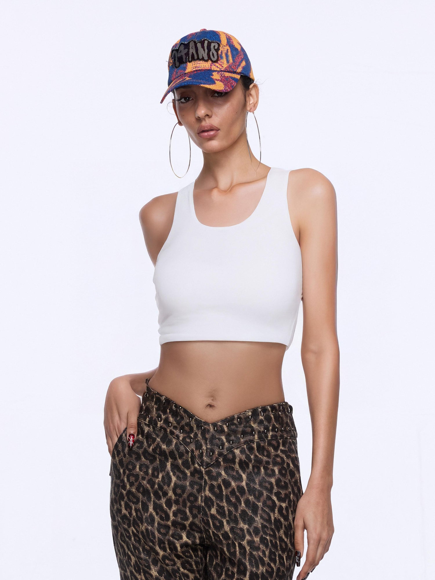 24ans Applique Pixel Print Adjustable Baseball Cap