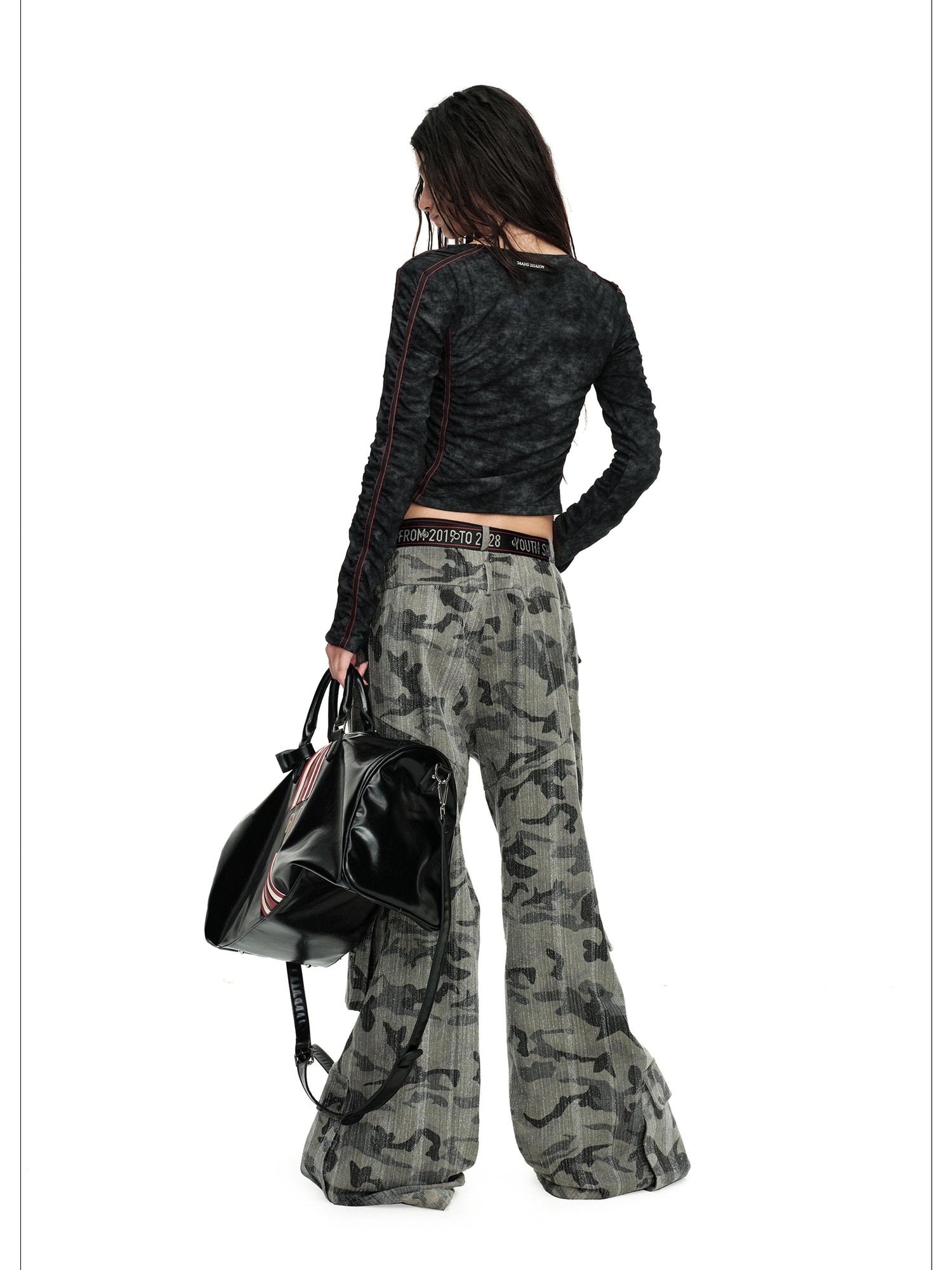 24ans Asymmetric Stretch Ribbed Crop Tee