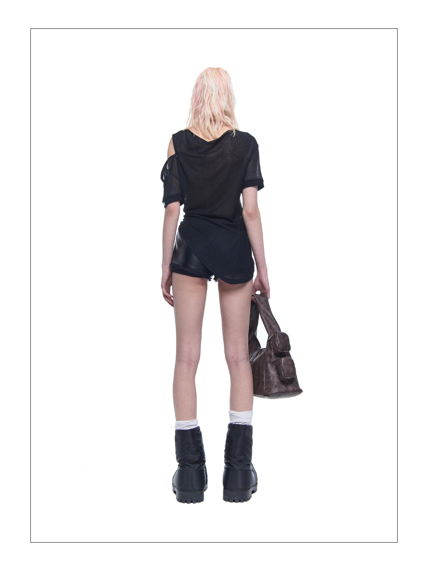 24ans Asymmetric Tie Hand Drawn Print Henley Women&