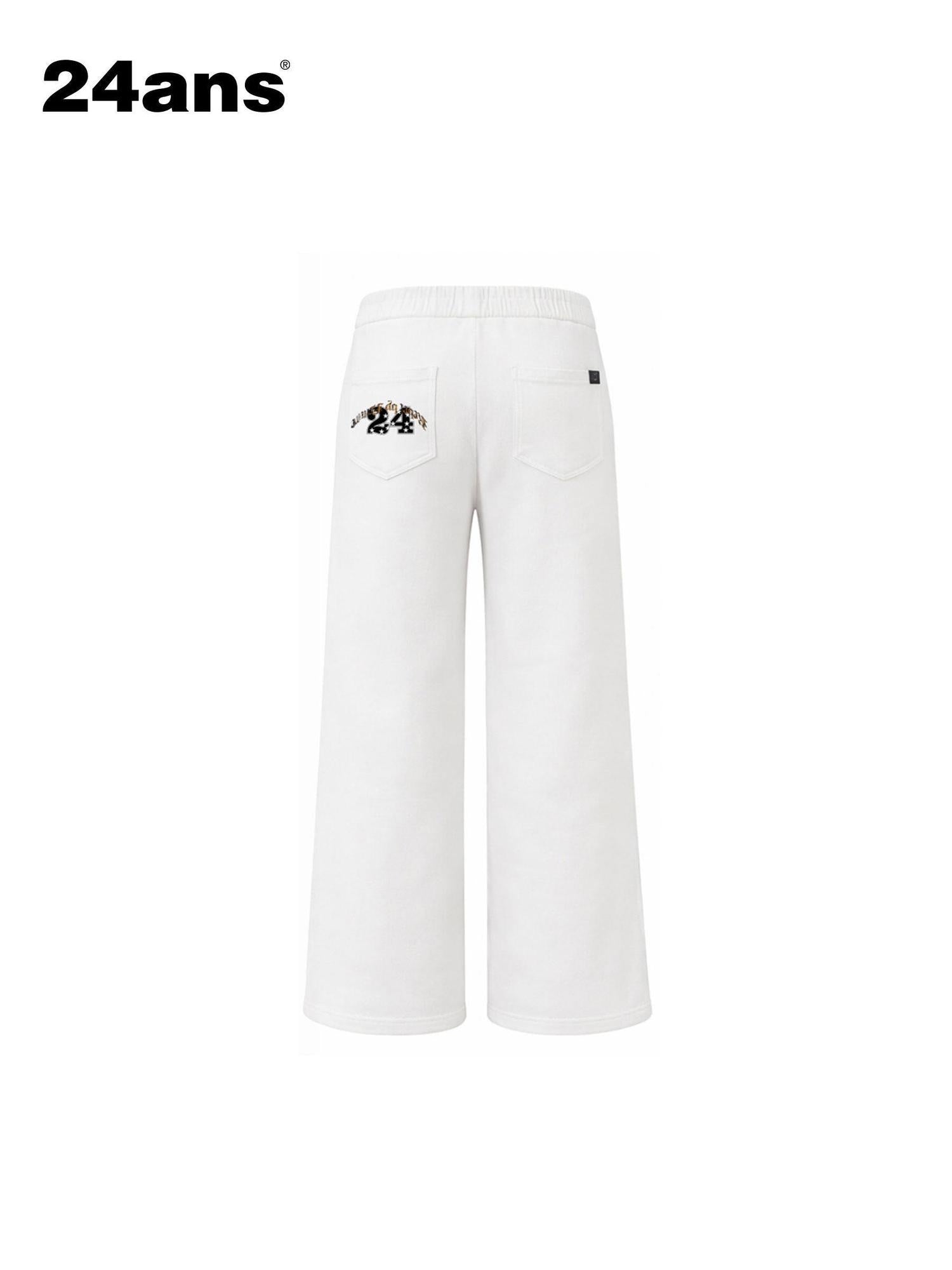 24ans Asymmetrical High Waist Wide Leg Loose Fit Office Black White Stretch Pants